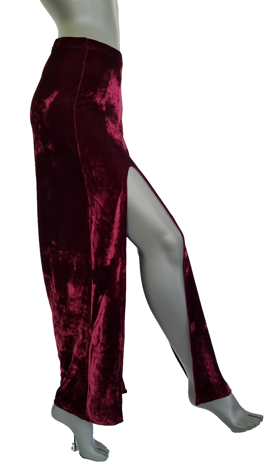 Maxirock Samtrock 2 Schlitze dunkelrot Gr.34-38