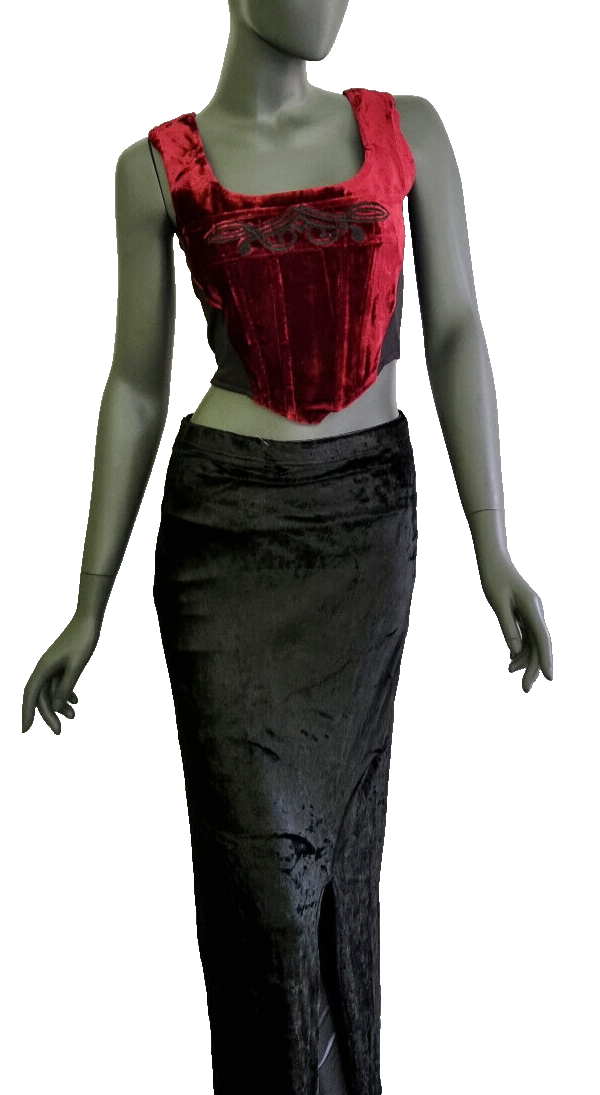 Corsagentop Samt Tribal Gothic Punk Medieval Witch lila Stäbchencorsage Gr.36/38