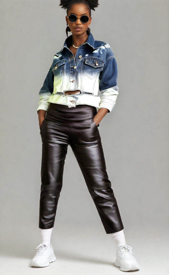 Jeansjacke cropped Boyfriend used destroyed dip dye Gr.xs 34-36