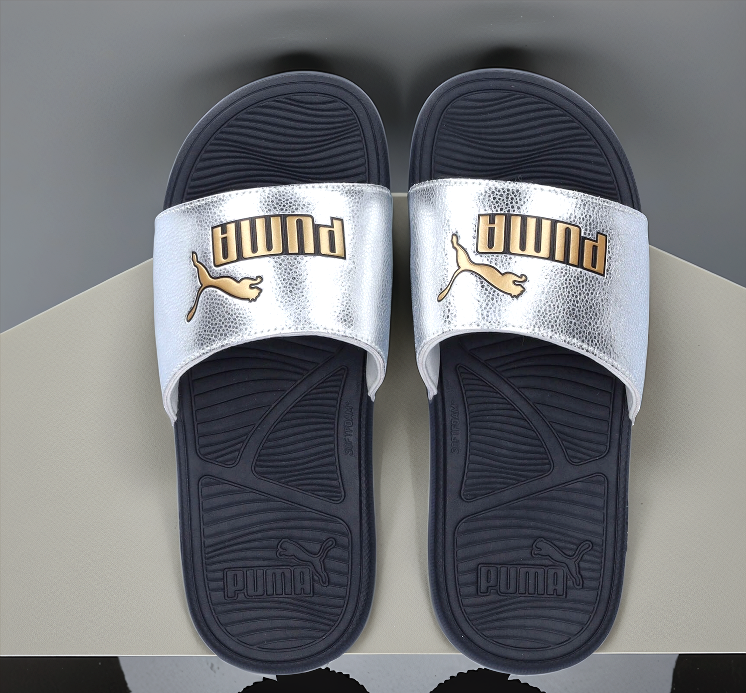 Puma Cool Cat 2.0 silber metallic Shine Unisex Sandale Leder