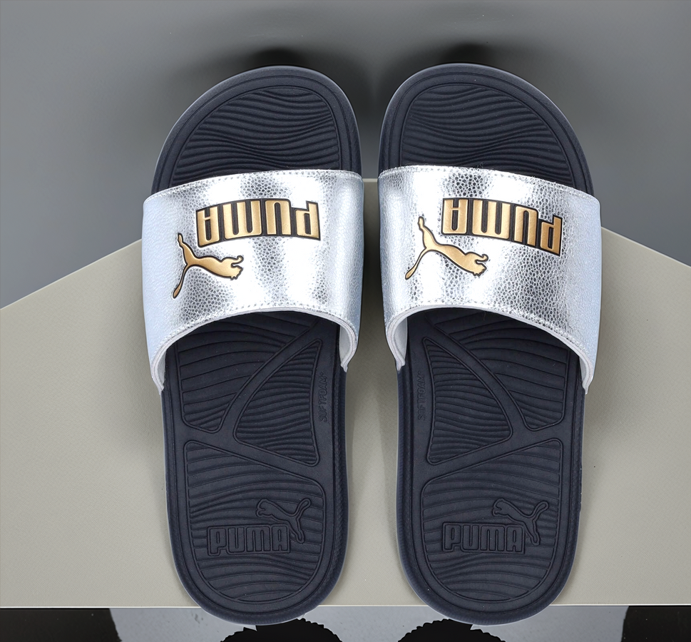 Puma Cool Cat 2.0 silber metallic Shine Unisex Sandale Leder