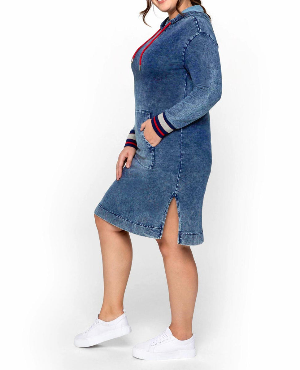 Sheego Sweatkleid Longsleeve Hoodie Jeans Vintage Look Gr.48