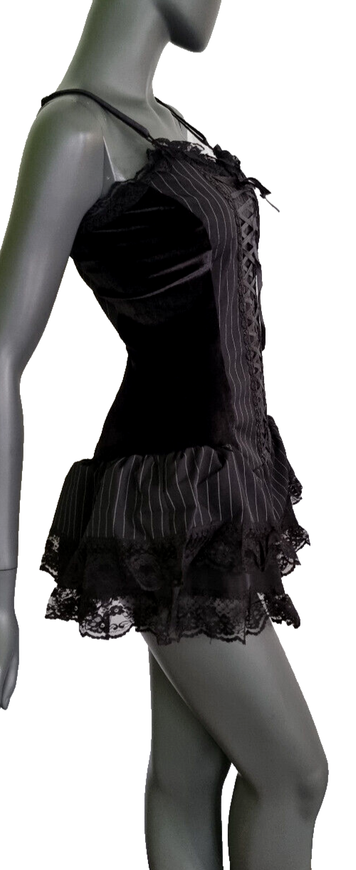 Bäres Corsagenkleid Minikleid Mieder Gothic Punk Victorian Pinstripes Gr.36/38