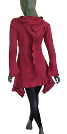 Zeige Bild Gugel Shirtjacke Zipfel Goa Gothic Medieval Hippie Pixie Boho bordeaux Gr.34-38 4