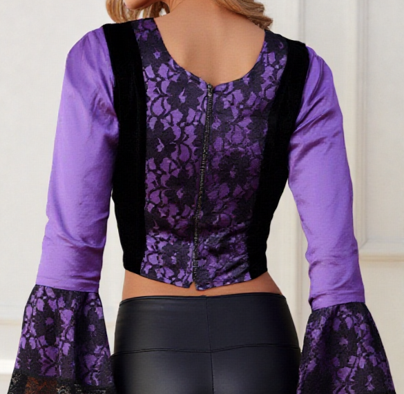 Miedertop Samt Spitze Gothic victorian barock schwarz Gr. 36/38