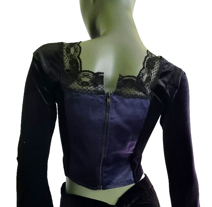 Corsagentop  Gothic Punk Medieval Victorian blau Gr. 34/36