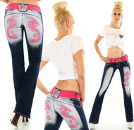 Bootcut Jeans Redseventy Crazy Age Drache Dragon Stickerei Tattoo Gürtel 32-44