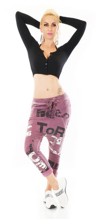 Italy Damen Freizeit Harem JogPants Baggy Boyfriend Print Gr.34/36 kl.38