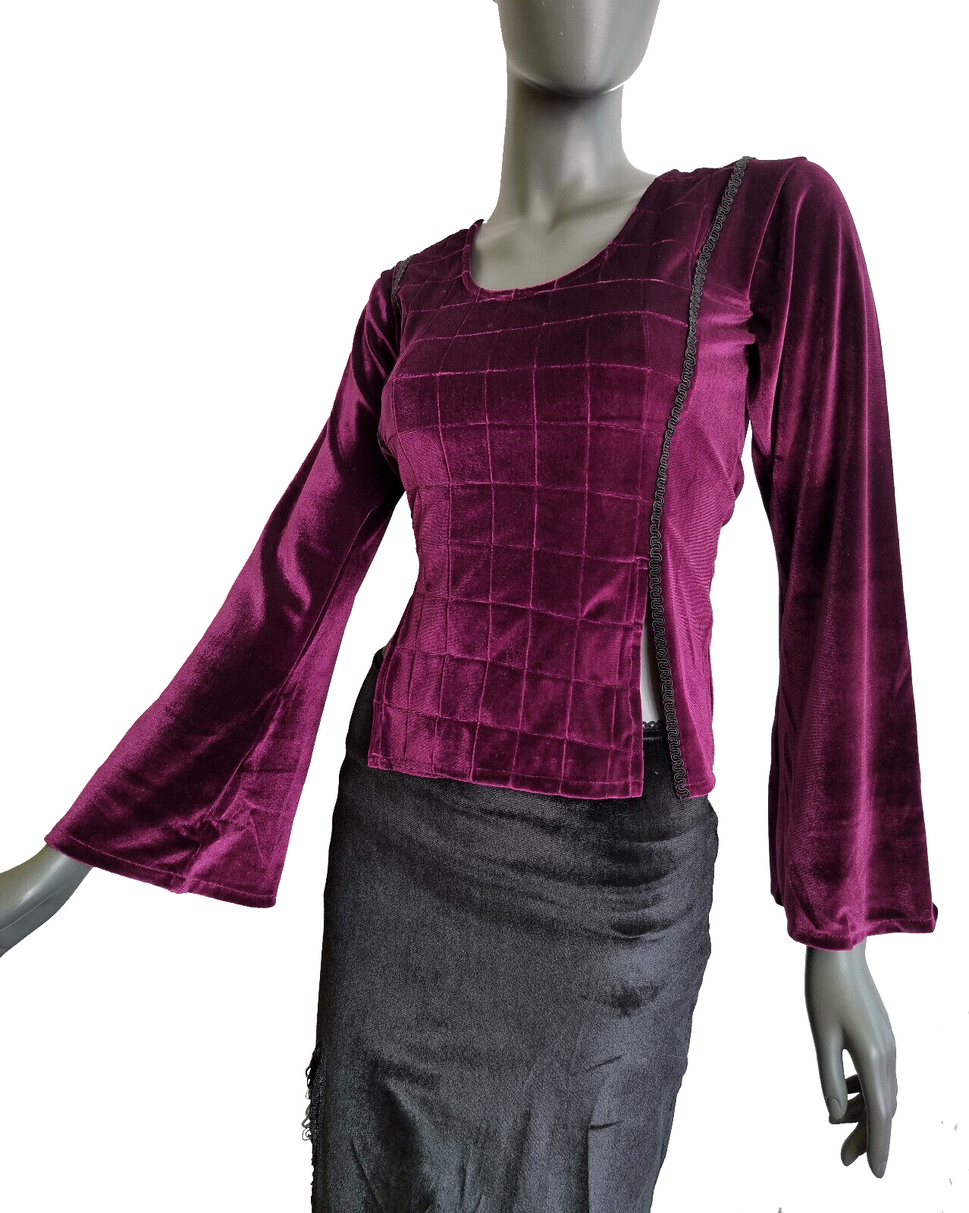 Samtshirt  grün Longsleeve Gothic Mittelalter Witch Gr. 38/40