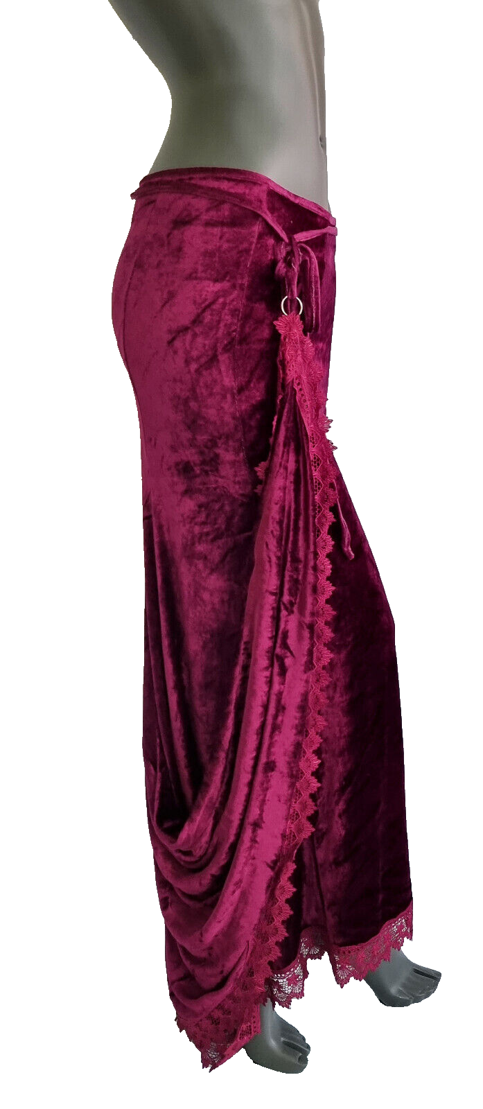 Maxirock Samtrock mit Schleppe Gothic Punk Larp bordeaux/violett Gr.34/36