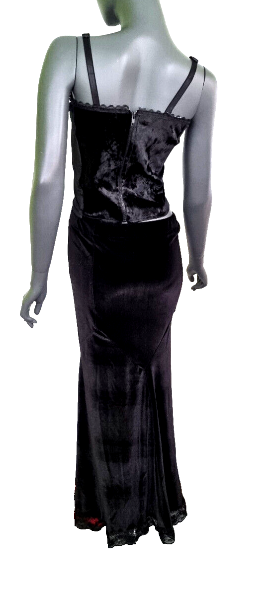 Corsagentop Samt Miedertop Gothic Punk Rock schwarz-bordeaux Gr.38