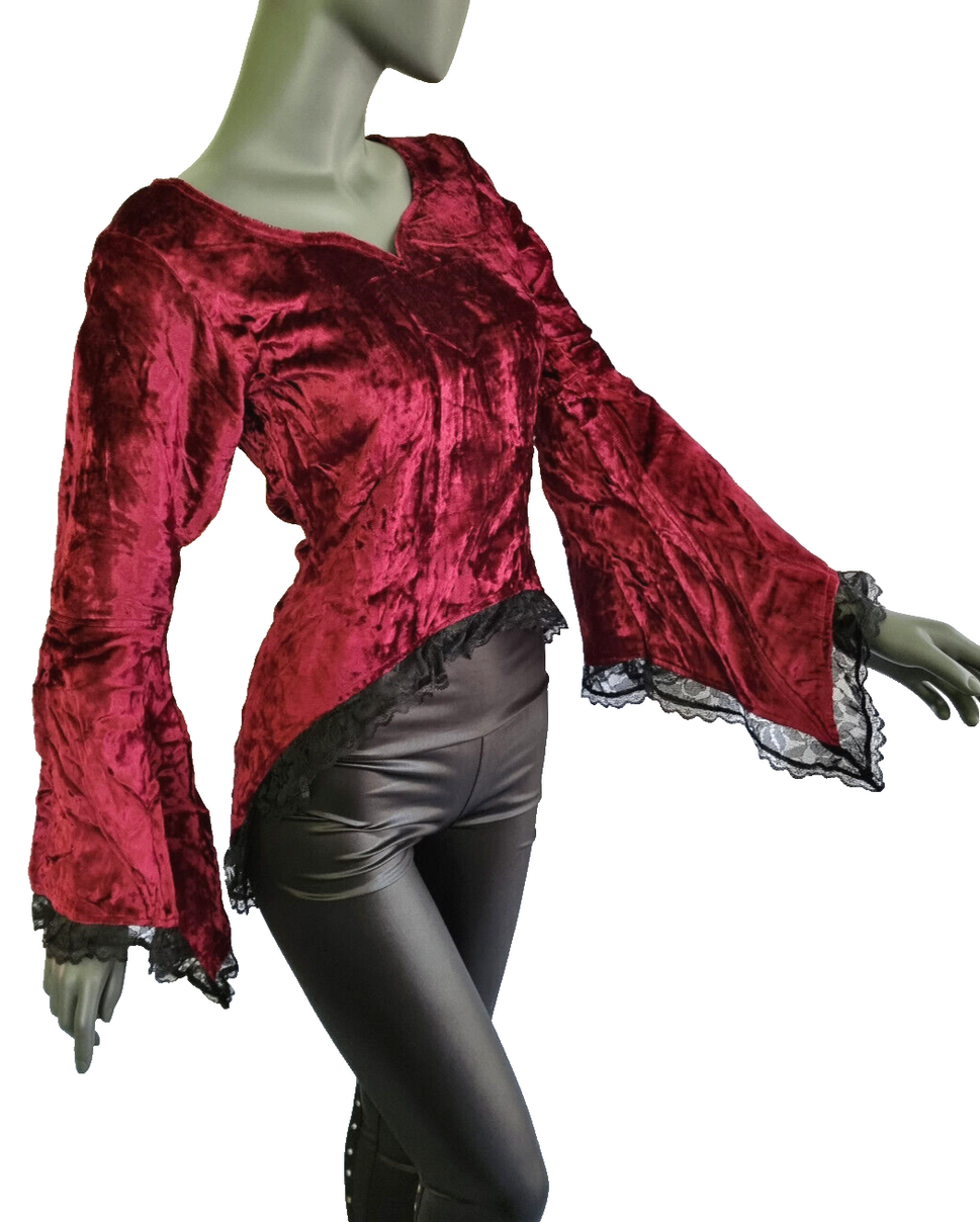 Samttunika bordeaux Gothic Punk Medieval Witch Vokuhila Gr.38-40