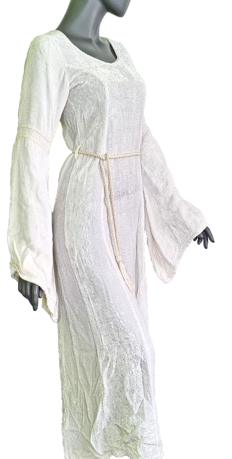 Samtkleid Maxikleid Mittelalter Gothic Pixie Fee cremeweiss Gr. 34/36