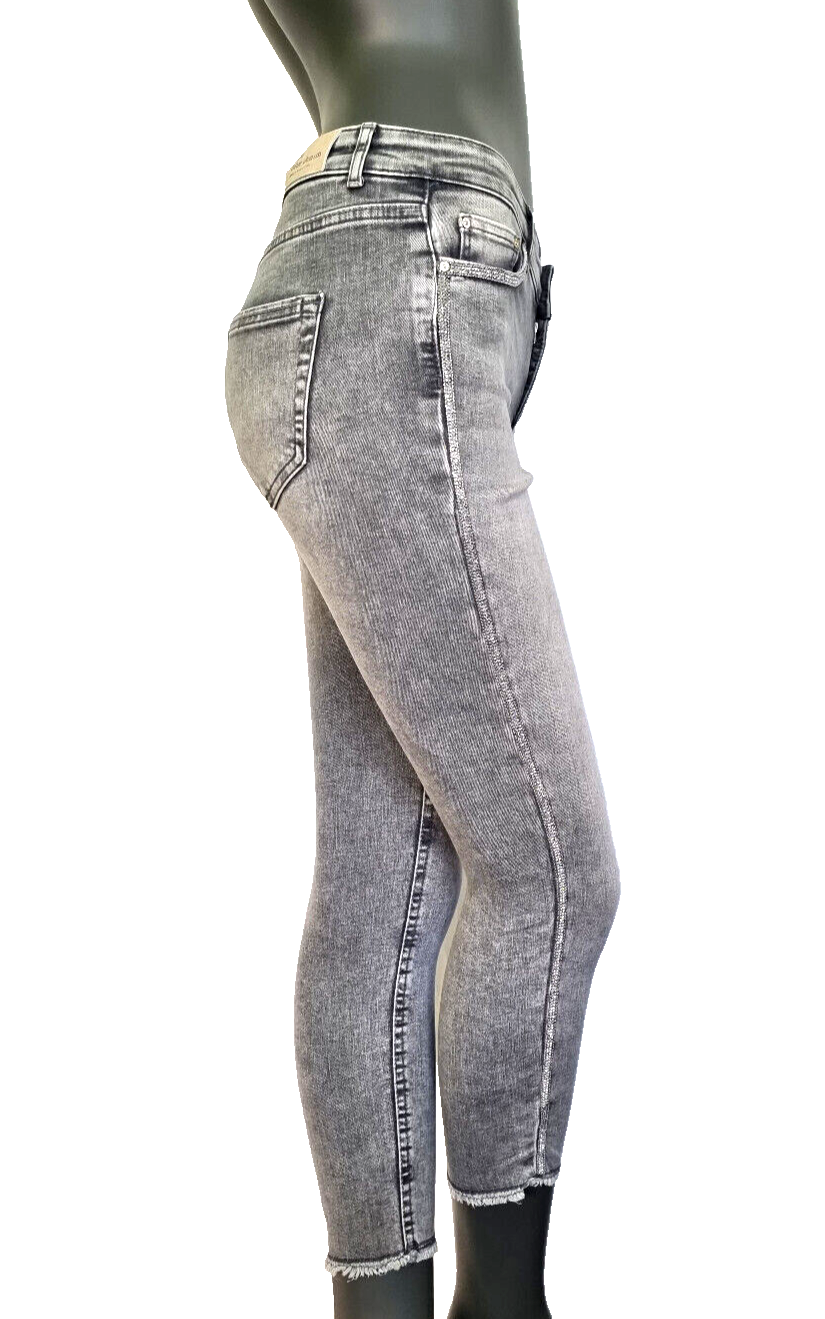 Only Blush Skinny Fit Jeans used Look 7/8 tel Glitzer Seitenstreifen Gr.S 32-34