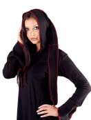 Zeige Bild Gugel Zipfelkleid Shirtjacke  Goa Ethno Medieval Hippie schwarz-rot Gr.34-38 2