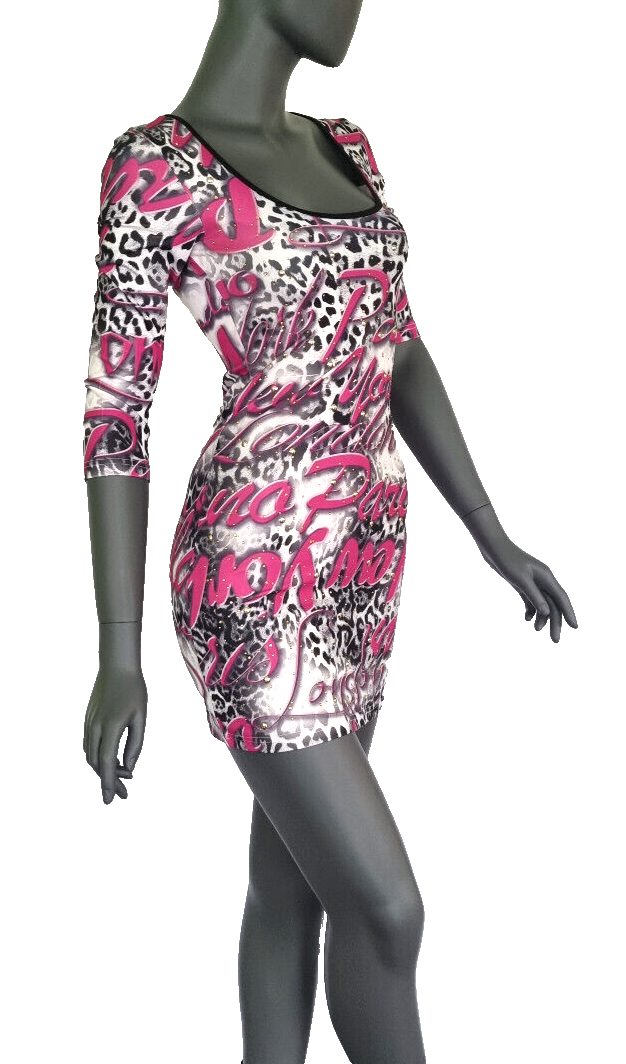 Melrose MiniKleid Grafik Kleid Nieten Longshirt Cityprint Leopard Gr. 34-40