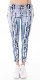 Zeige Bild Original Stretchjeans  7/8   Schnürung Gr. XS-XL 4