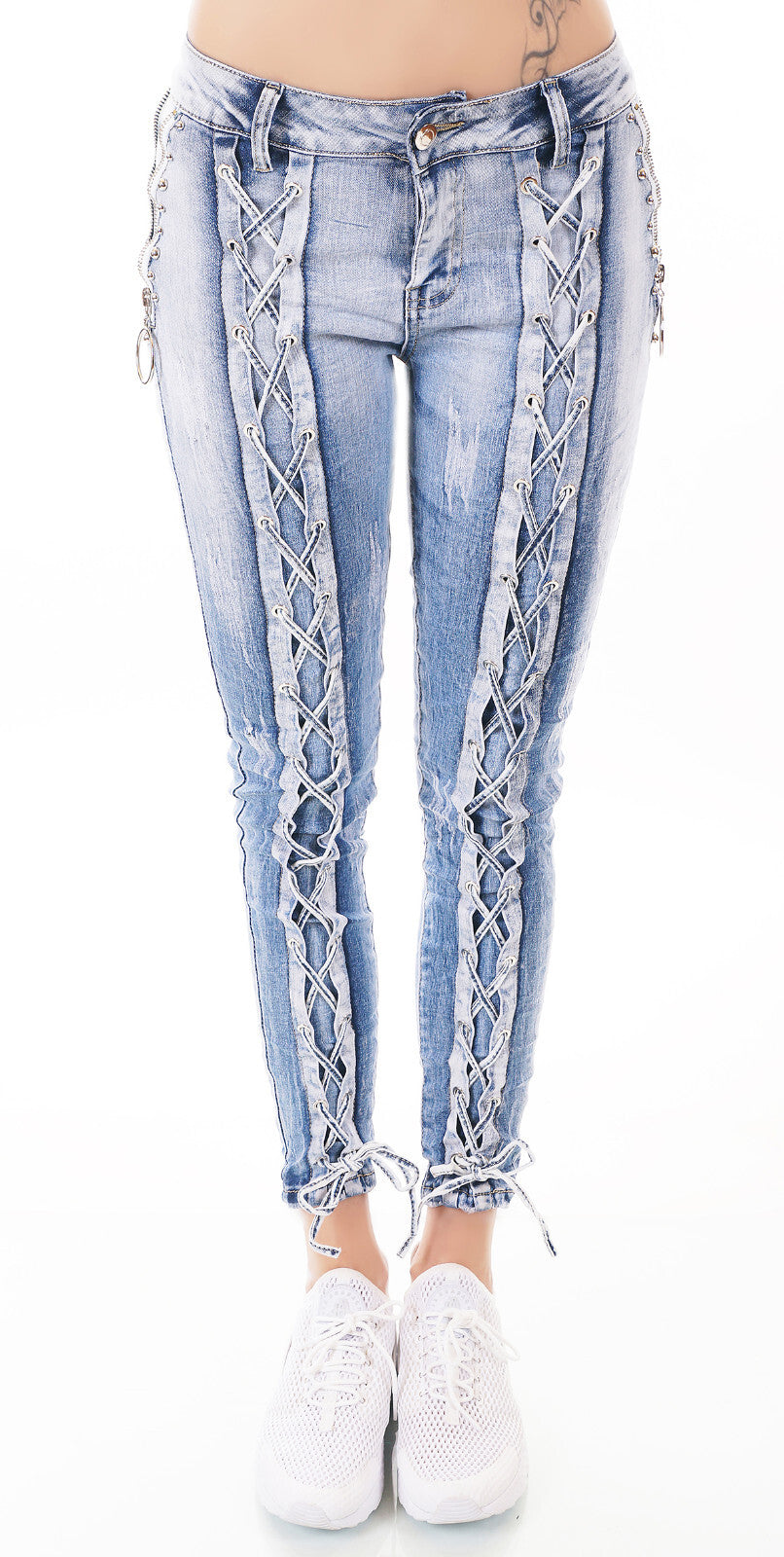 Original Stretchjeans  7/8   Schnürung Gr. XS-XL
