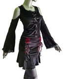 Zeige Bild Samtshirt Schnürung Spitzenärmel off shoulder Gothic Gr. 38/40 kl.42 3