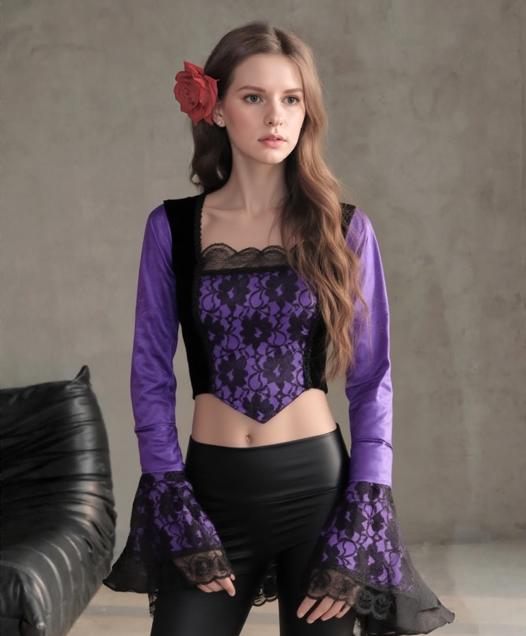 Miedertop Samt Spitze Gothic victorian barock schwarz Gr. 34-38