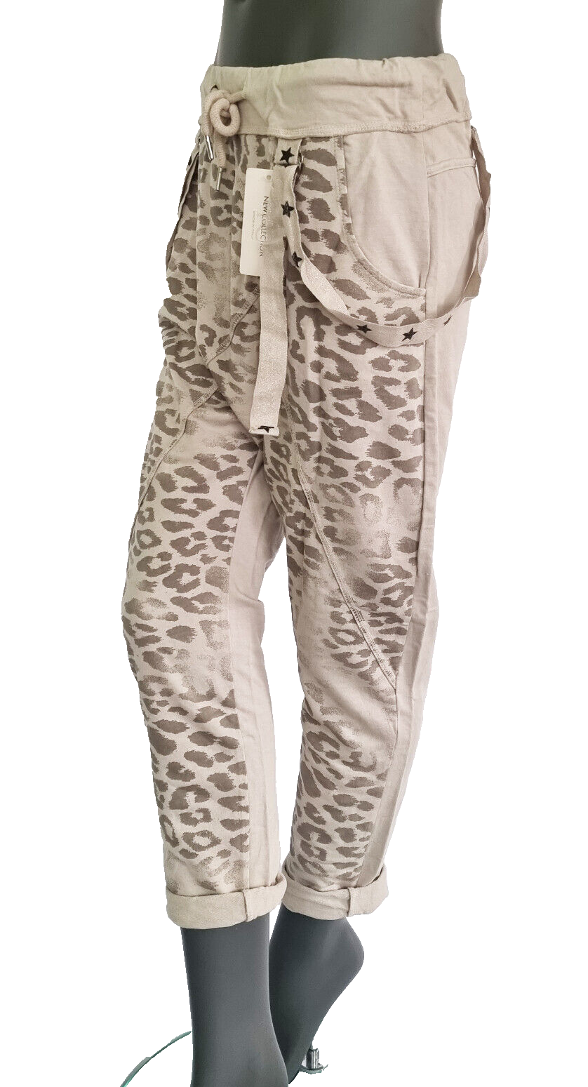 Jogpants Italy Freizeithose Schlupfhose Leopard Harem Boyfriend Gr.34-38 onesize