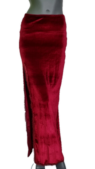 Bäres Gothic Medieval Larp Punk Maxirock Samtrock Schlitz rot Gr.34-38