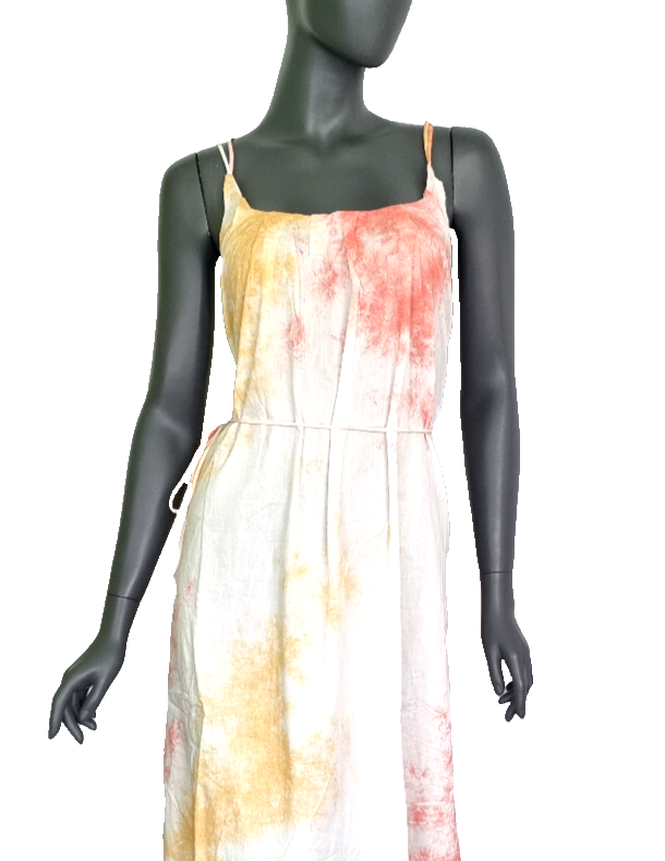 Mustang Style Fibi Maxikleid Batik lässig weiss lachs gelb Gr.42