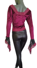 Zeige Bild SamtBluse Boho  Ethno Gothic   schwarz Zipfel Schnürung 38/40 3