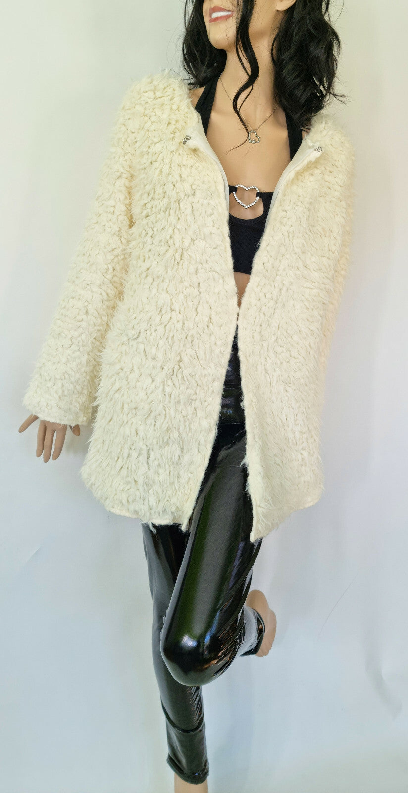 Flauschmantel Soft Übergangsjacke cremeweiss Gr.36-38