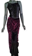 Zeige Bild Bäres Maxirock Raffung Samt  victorian gothic bordeaux lila Gr.34/36 2