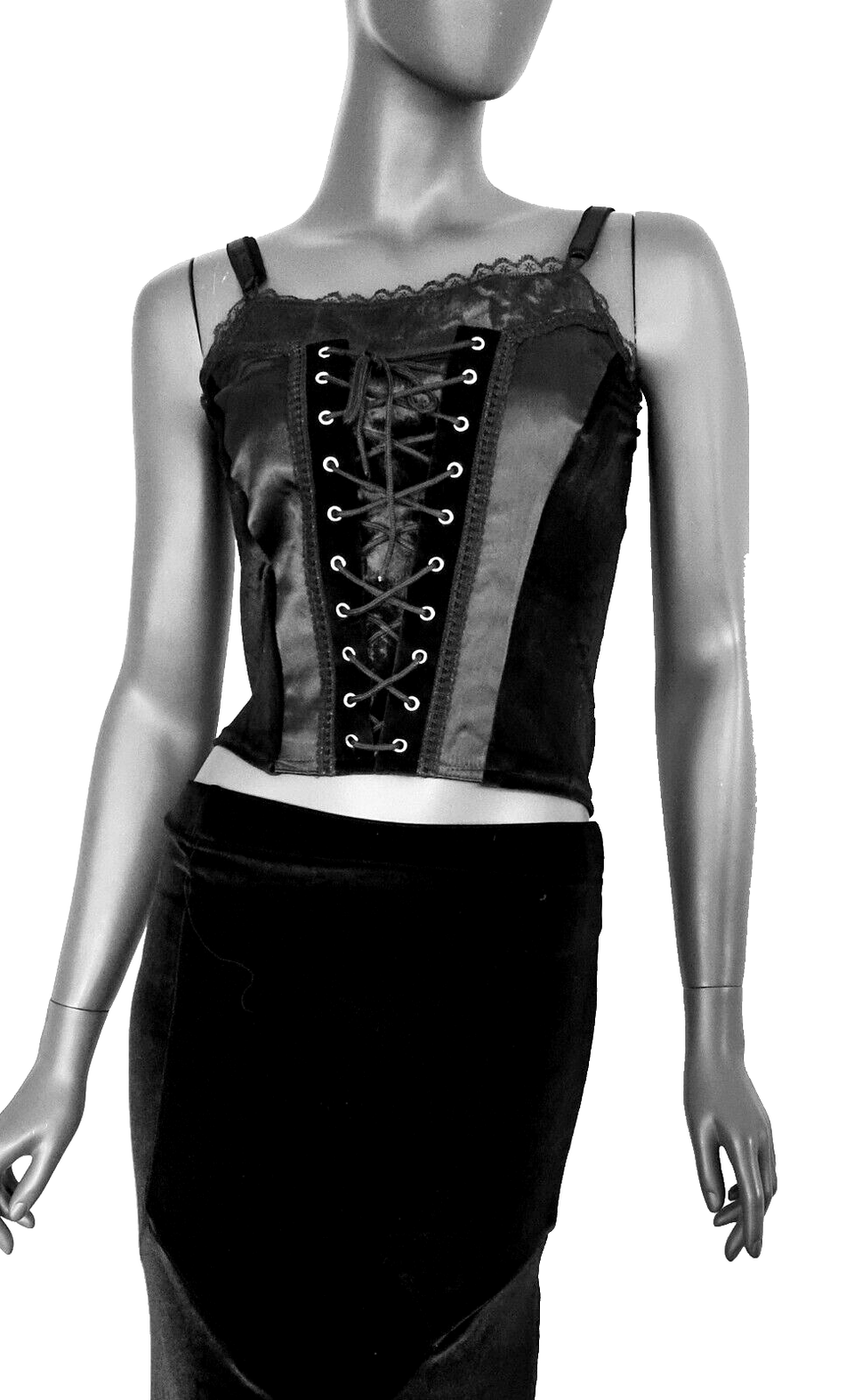 Corsagentop Samt Miedertop Gothic Punk Rock schwarz-bordeaux Gr.38