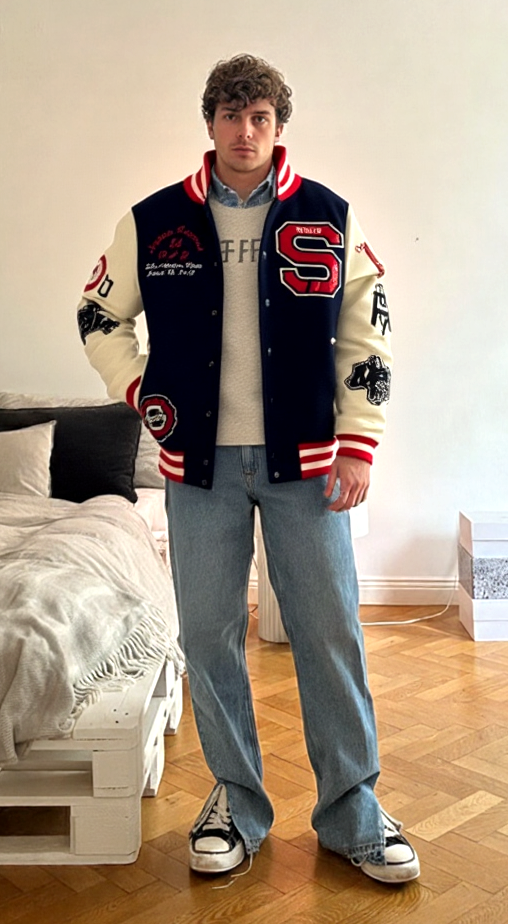 Superdry Retro College Varsity Bomberjacke Panthers Herren Gr.M Damen 40/42