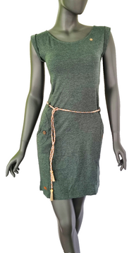 Ragwear Sommerkleid Tagg grün melange mit Gürtel Gr.XS,S,M
