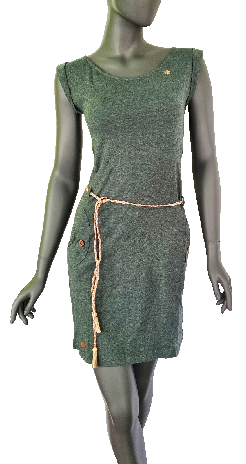 Ragwear Sommerkleid Tagg grün melange mit Gürtel Gr.XS,S,M