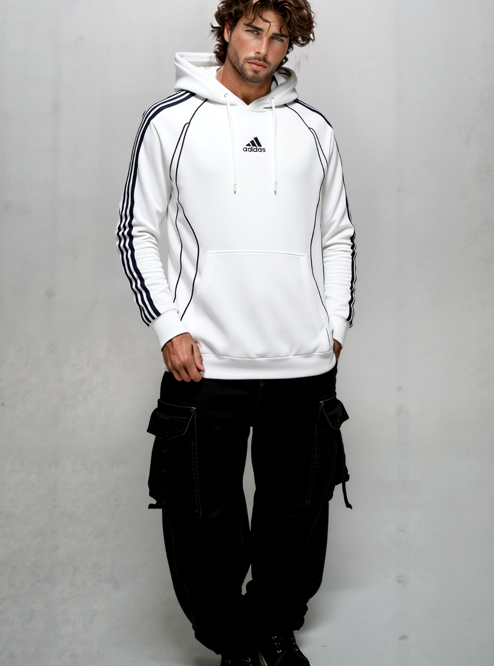 Adidas Sweatshirt JY6393 weiss blau Hoodie Gr.3XL