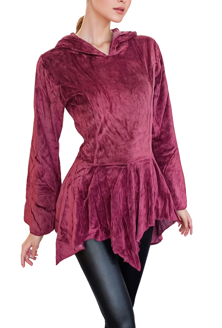 Gugel Nickisweater Vintage Look Mittelalter Gothic Pixie rot Gr.34-38 kl.40