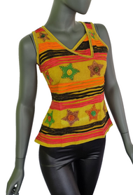 Razor Cut Damen Top Ethno Nepal Flower Hippie Boho Gr. 38/40 onesize