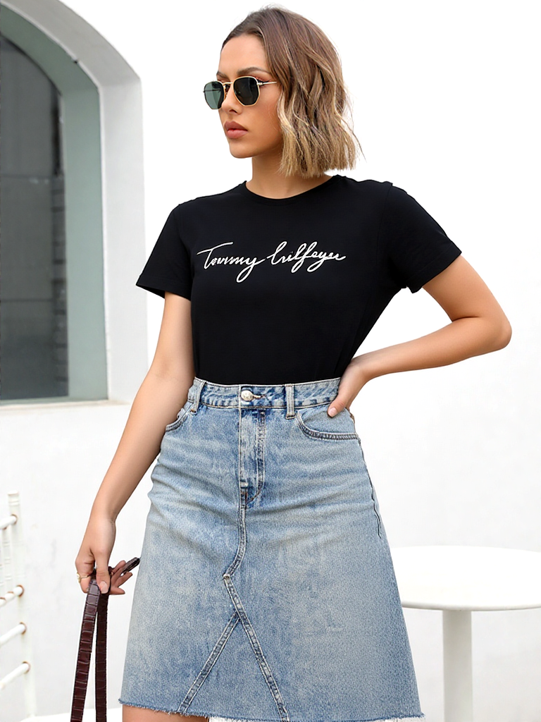 Tommy Hilfiger Jeansrock blau Mio used look Gr. 34-36