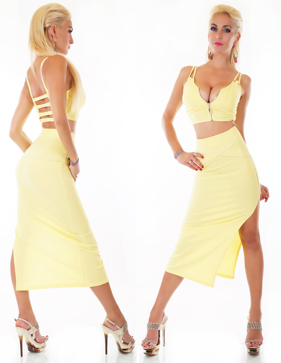 Giorgia Sexy 2 Teiler Damen gelb Gr.34/36 onesize