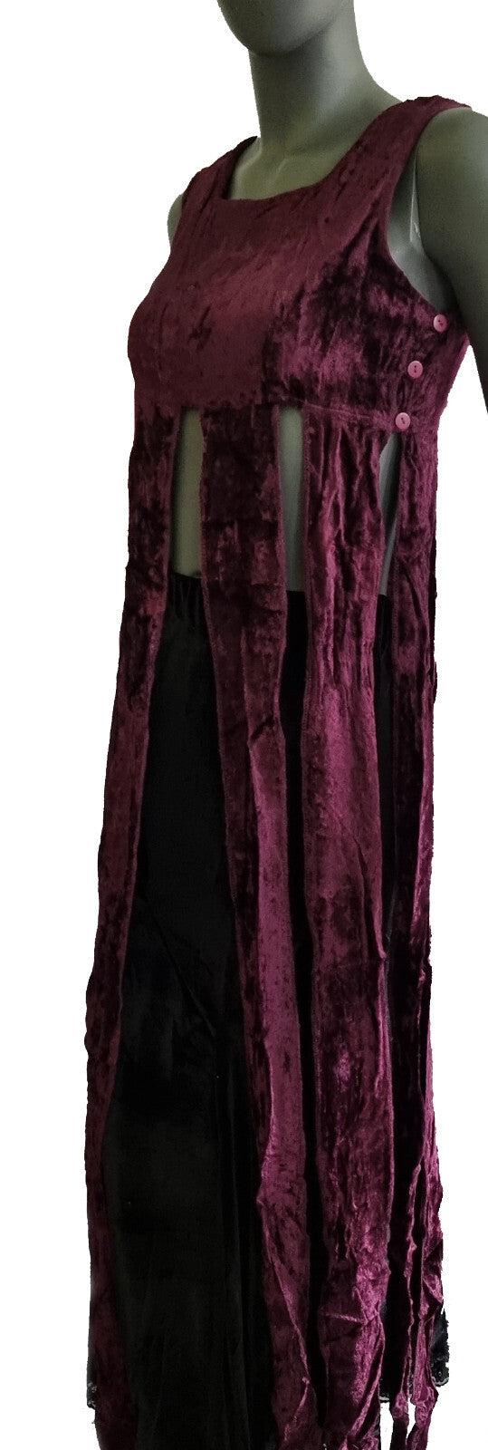 Samt Longtop Zipfel Überkleid bordeaux Pixie Gothic Boho Gr.36/38