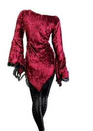 Samttunika bordeaux Gothic Punk Medieval Witch Vokuhila Gr.38-40