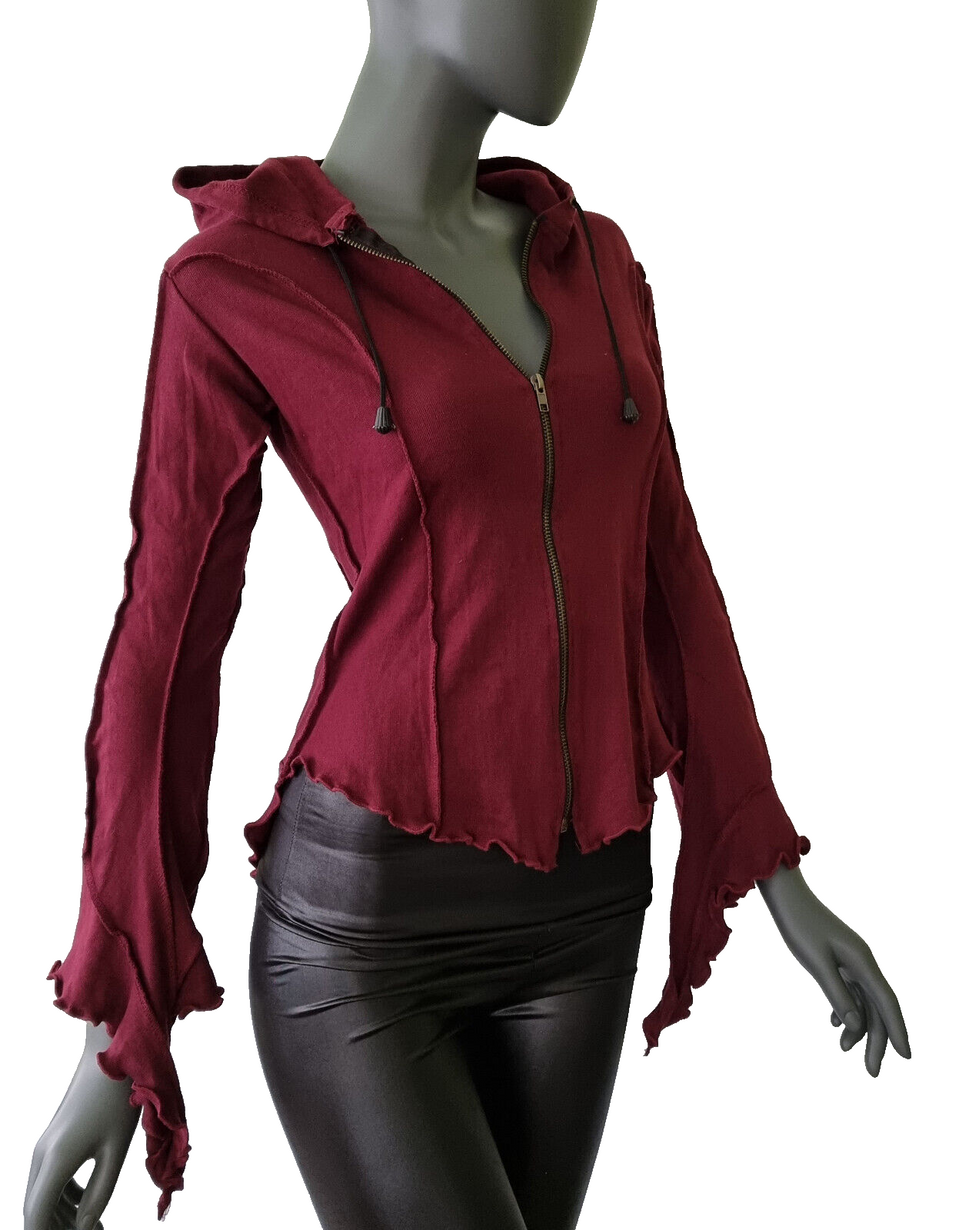 Gugel Shirtjacke Goa Ethno Medieval Hippie bordeaux Gr.36/38