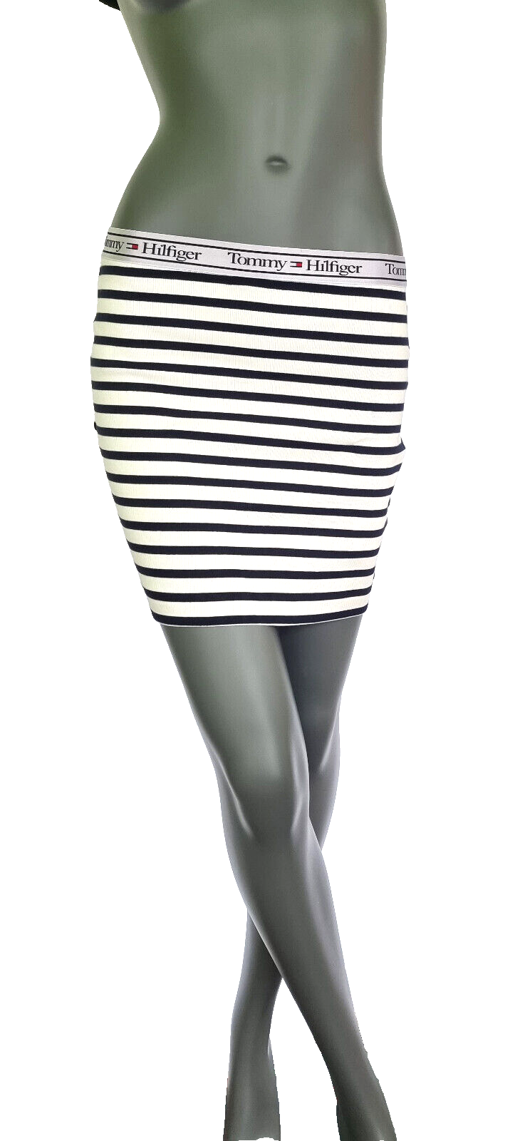 Tommy Hilfiger Ripp blau wei Minirock marine Stripes low & high Skirt 158/34