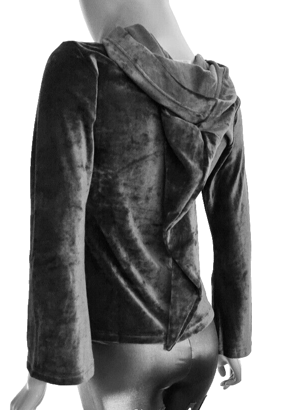 Gugel Nickisweater Vintage Gothic Pixie Larp grau violett-bordeaux Gr.34/36