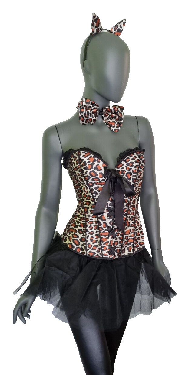 Faschingskostüm Karneval Katze Leopard Stäbchencorsage Gr.38 bis kleine 40