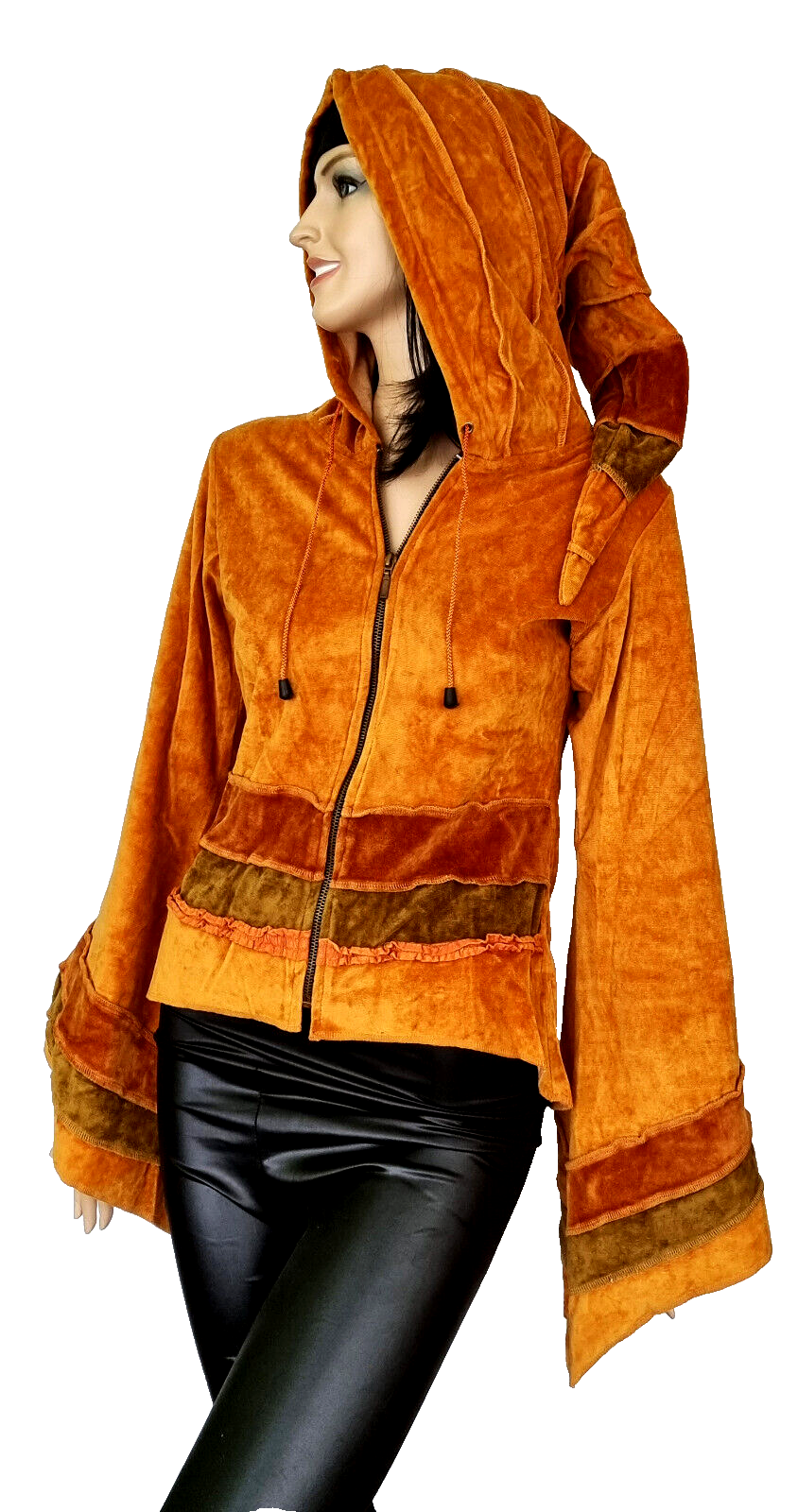 Gugel Zipfeljacke Baumwoll-Samt Goa Ethno Medieval Hippie Boho Gr.36/38