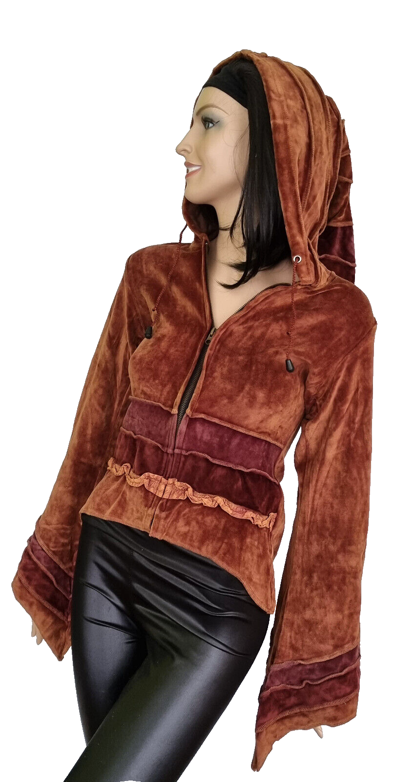 Gugel Zipfeljacke Samt Vintage Look Goa Ethno Gothic Medieval Hippie Gr.34/36