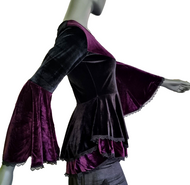 SamtTunika  Gothic  Witch Medieval Victorian schwarz-bordeaux Larp Gr.34-38