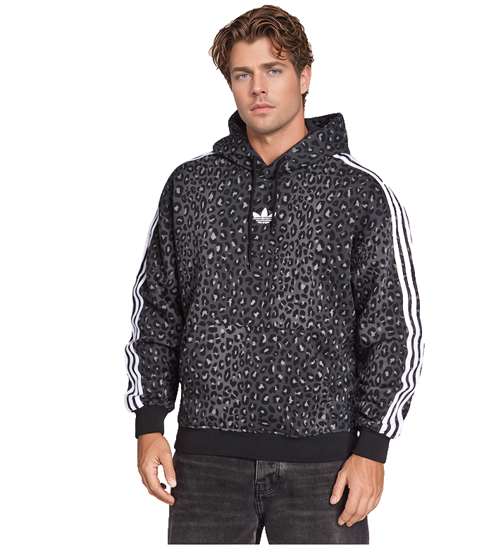 Adidas Sweatshirt Leo grau schwarz Hoodie loose fit Gr.M-L