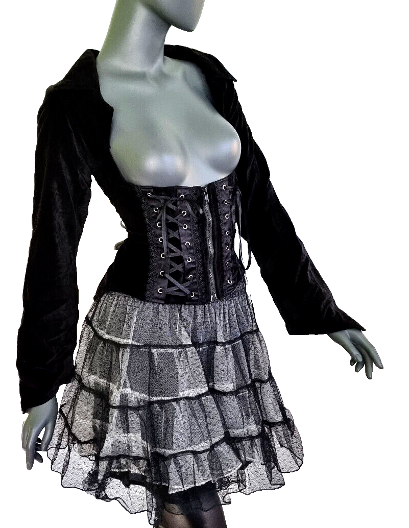 Samtjacke Miederjacke Corsagenlook Blazer underbust Steampunk Gothic Gr. 34/36